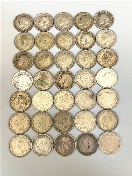 (35) Great Britain Six Pence Silver Coins