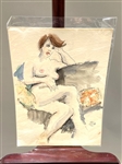 Leo Glueckselig (Vienna 1914-2003) Original Pen and Watercolor Nude