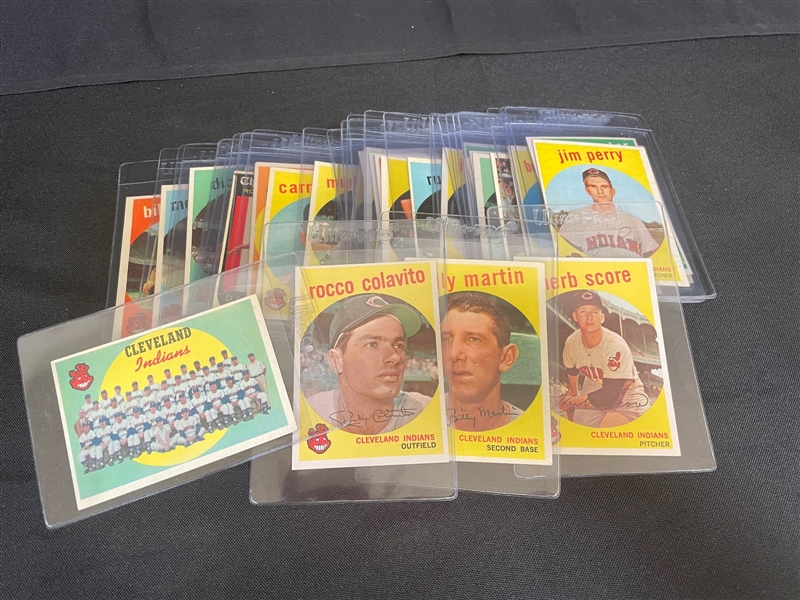 1959 Topps Baseball Cards Cleveland Indians Team Set