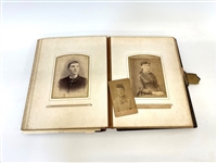 Early Celluloid Covered Photo Album Full of Cabinet Photos