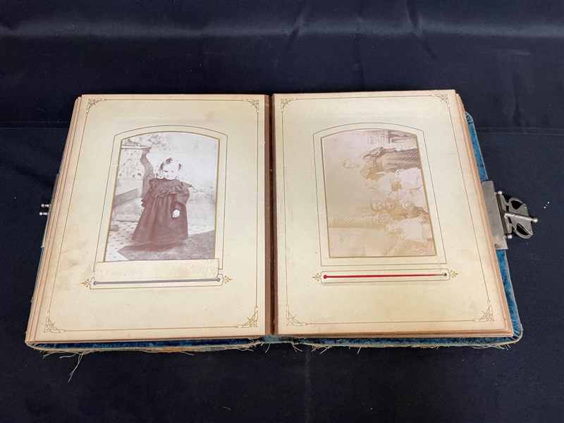 Cloth Covered Album Filled With Cabinet Photos