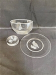 (3) Val St. Lambert, Orrefors Pieces of Glass: Plate, Vase, Paperweight