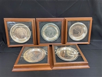 (5) Sterling Silver Norman Rockwell Plates in Shadow Boxes