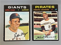 1971 Topps Baseball Cards: Roberto Clemente #630, Willie Mays #600