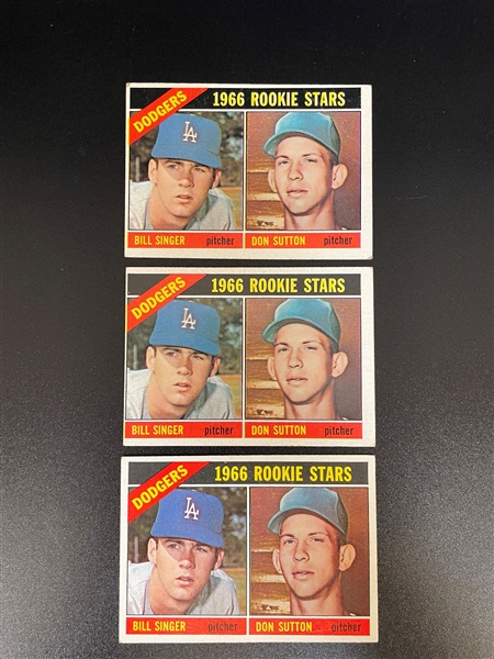 (3) 1966 Topps Baseball Cards Don Sutton #288 Rookie Cards