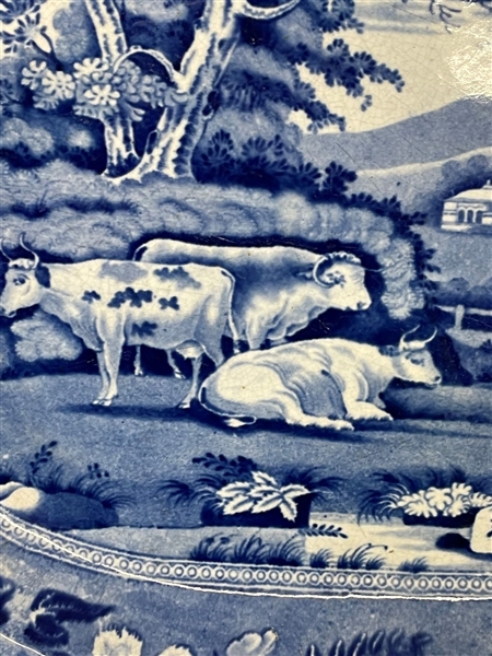 Wiseton Hall Nottinghamshire Platter 1825 With Domestic Cattle