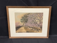 Large Wallace Nutting Framed Hand Colored Photograph "A May Procession"