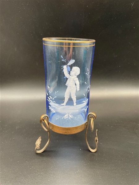 (2) Mary Gregory Glass Pieces: Vase and Stein