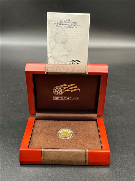 2008-W American Buffalo 1/10 Ounce Uncirculated $5 Gold Coin in Presentation Box