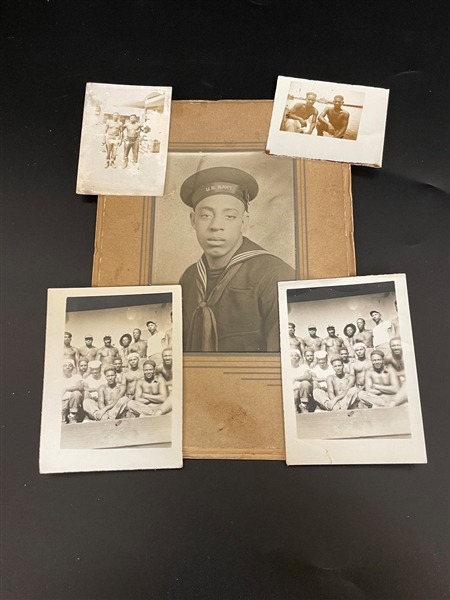 (5) Black Americana Photographs Military Naval Men