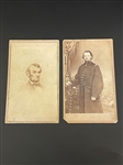 (2) Cabinet Photos Civil War: Lincoln and Union Officer