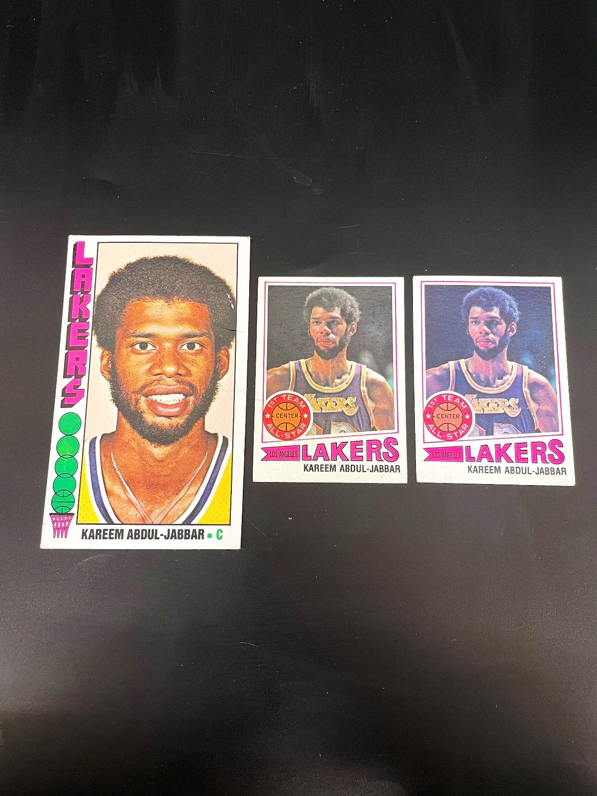 (3) Kareem Abdul Jabbar Basketball Cards: 1976, 1977, All, >, Sports ...