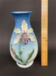 Franz Porcelain Raised Relief Floral Tall Vase