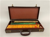 Vintage Butterscotch Mahjong Game Set With Case and Legs