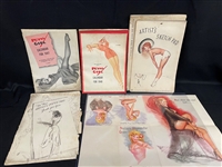 Group of Pin-Up Calendars and Greeting