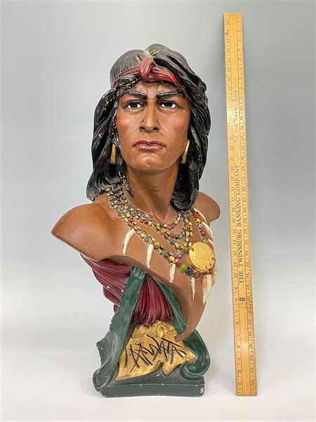 Massive Hiawatha The Iroquois Peacemaker Chalk Ware Bust Sculpture