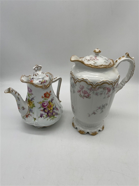 (2) porcelain Coffee Pots: Dresden and Limoges