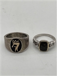 (2) Sterling Silver and 14k Accent Rings