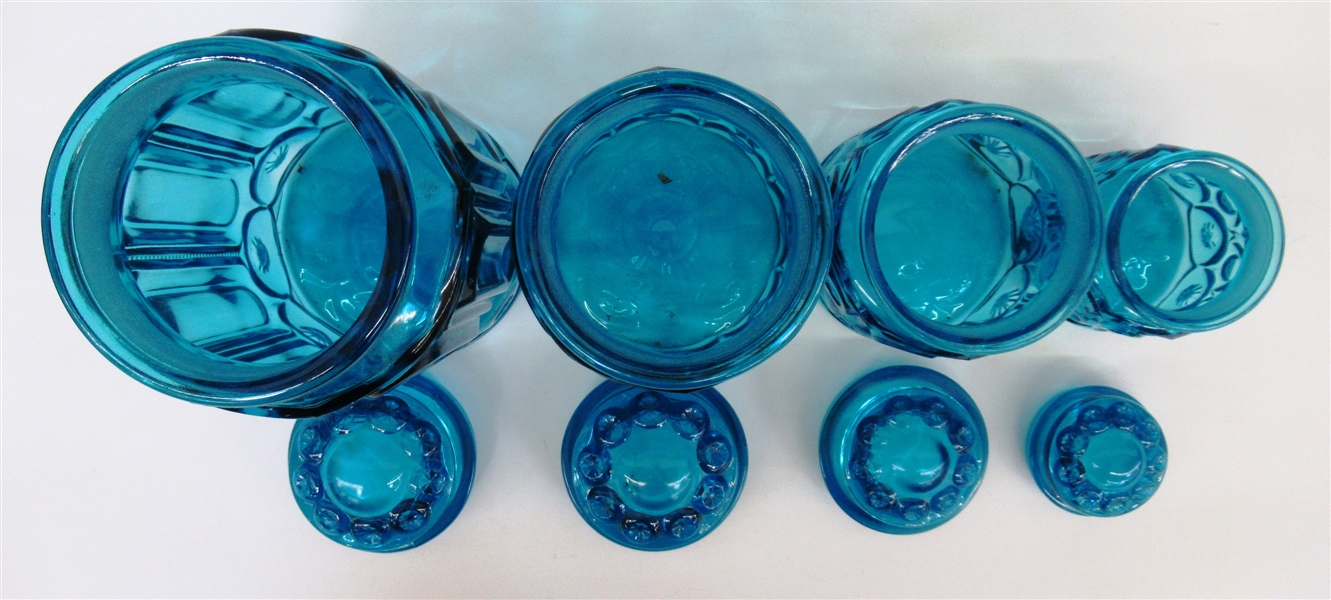 L.E. Smith Moon and Stars Colonial Blue Canister Set with Lids  
