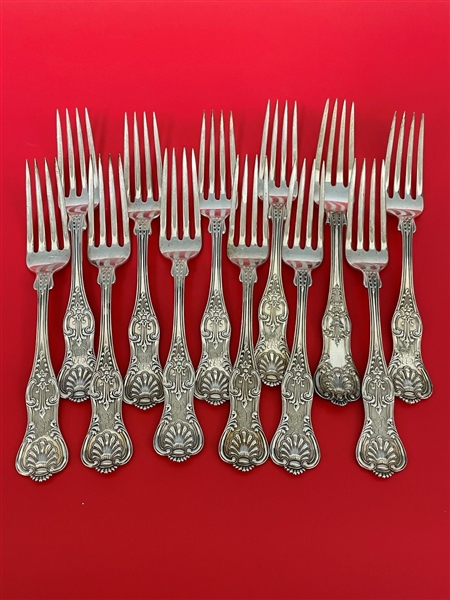 (12) Dominick and Haff 1880 "King" Sterling Silver Dinner Forks Made for J.E. Caldwell