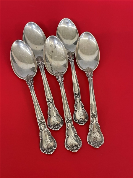 (5) Gorham Sterling Silver Teaspoons "Chantilly" 1895 Made for C.D. Peacock