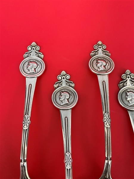 (5) Gorham Sterling Silver Medallion Serving Spoons For Starr and Marcus NY