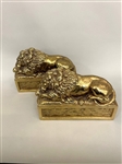 Pair of A & M Leatherlines Brass Lion Bookends