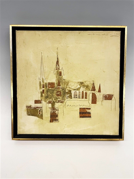 Cedric Chang 1966 Oil on Board Chartres Cathedral No. 2