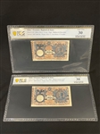 (2) 1904 (1922) Italy Treasury Biglietti di Stato Pick #23f 5 Lire PCGS VF30