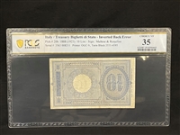 1923 Italy Ten Lire Note Inverted Back Error PCGS VF35 Pick #20h