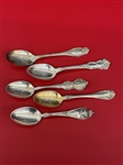 (5) Sterling Silver City Souvenir Spoons