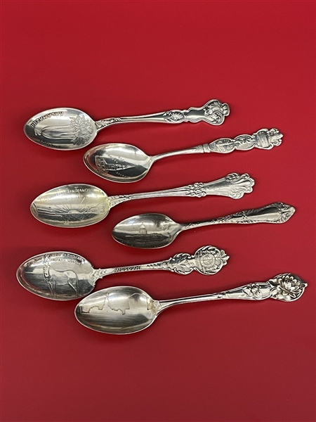 (6) Sterling Silver City Souvenir Spoons
