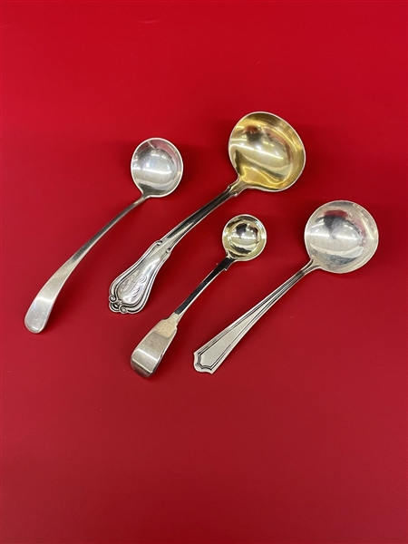 (4) Sterling Silver Sauce Ladles: Gorham Gold Wash and Others