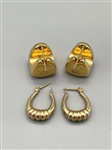 (2) Pair 14k Gold Chunky Earrings