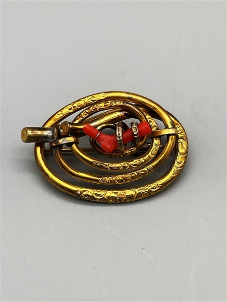Gold Filled Coral Brooch