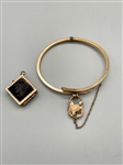 (2) Gold Filled Jewelry Pieces: Watch Fob Cameo Locket, and Bracelet