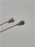 (2) 10k & 14k Gold Stick Pins Seed Pearls, Diamond and Aquamarine
