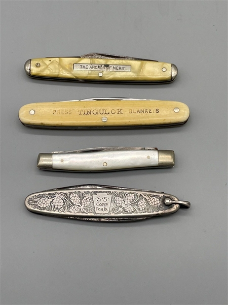 (4) Pen Knives One Sterling Silver 
