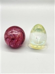 (2) Glass Paperweights Including Eickholt Egg