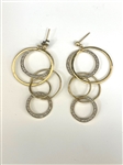 14k Gold Pave Set Diamond Hoop Earrings