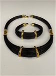 1970s 14k Gold and Elephant Hair Necklace and Matching Bracelet in the Style of Paul Binder