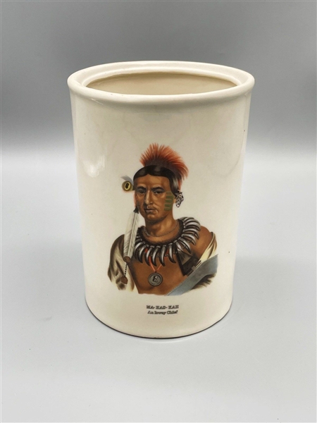 McKenney and Hall Decorated Cannister Ma-Has-Kah an Iowa Chief