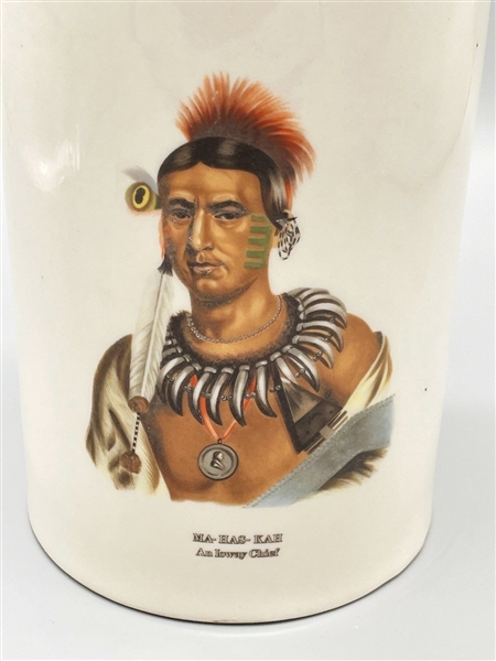 McKenney and Hall Decorated Cannister Ma-Has-Kah an Iowa Chief