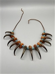 Native American Claw and Turquoise Necklace Early 20th Century 