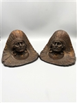 Cast Iron Bronze Native American Chief Book Ends c. 1920s