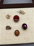 Sterling Silver Jewelry Group: (2) Brooches, (4) Chunky Rings