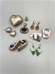 Sterling Silver Jewelry Group: Earrings and Pendants