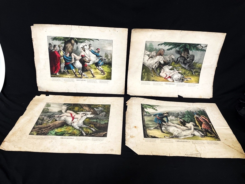 (4) N. Currier Mazeppa Series Prints
