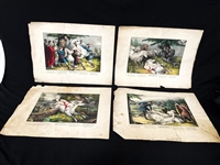 (4) N. Currier Mazeppa Series Prints