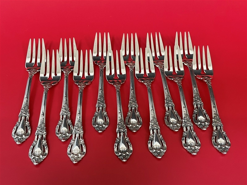 (12) Lunt Sterling Silver Eloquence Salad Forks